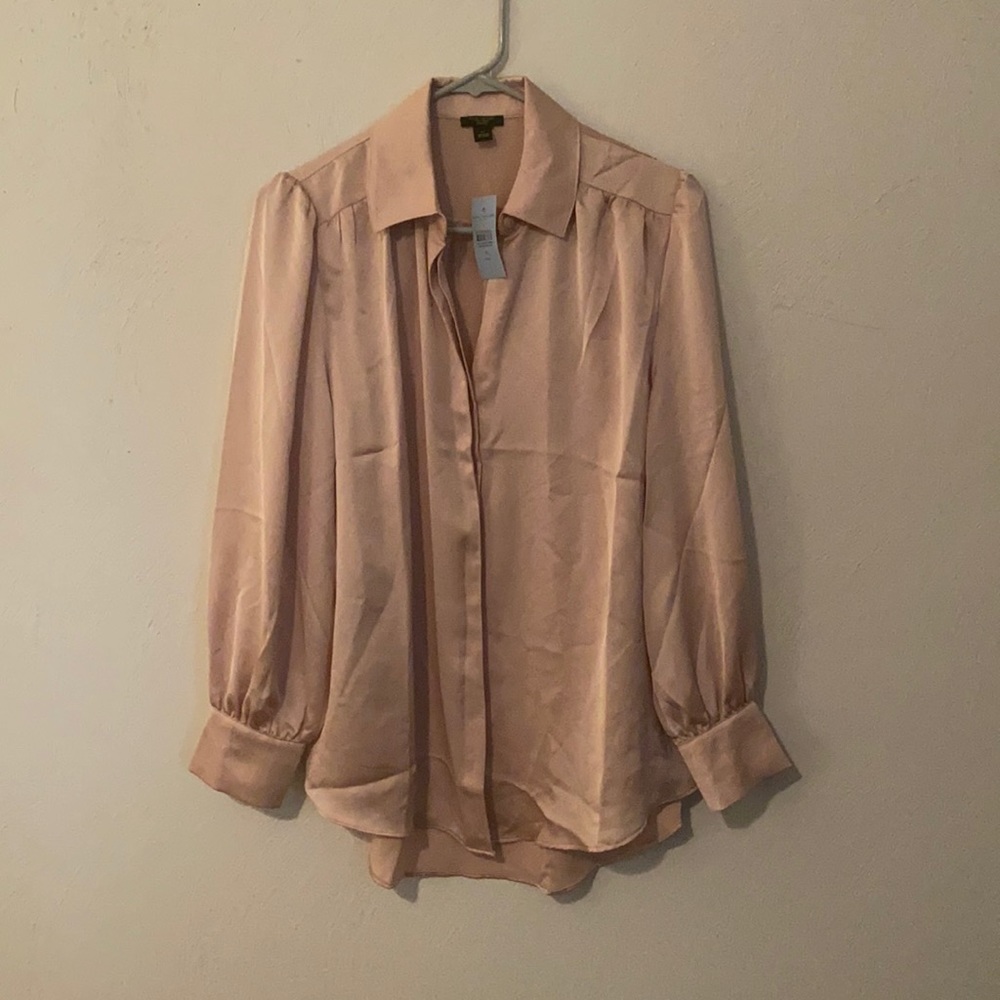 Beautiful blush silk button up by Ann Taylor Fact.